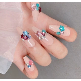 50 ชิ้นคริสตัลทะเลสีฟ้าลิตเติ้ลสตาร์เล็บเครื่องประดับ/ผสมสีห้าแฉกดาวแบนเครื่องประดับเล็บ