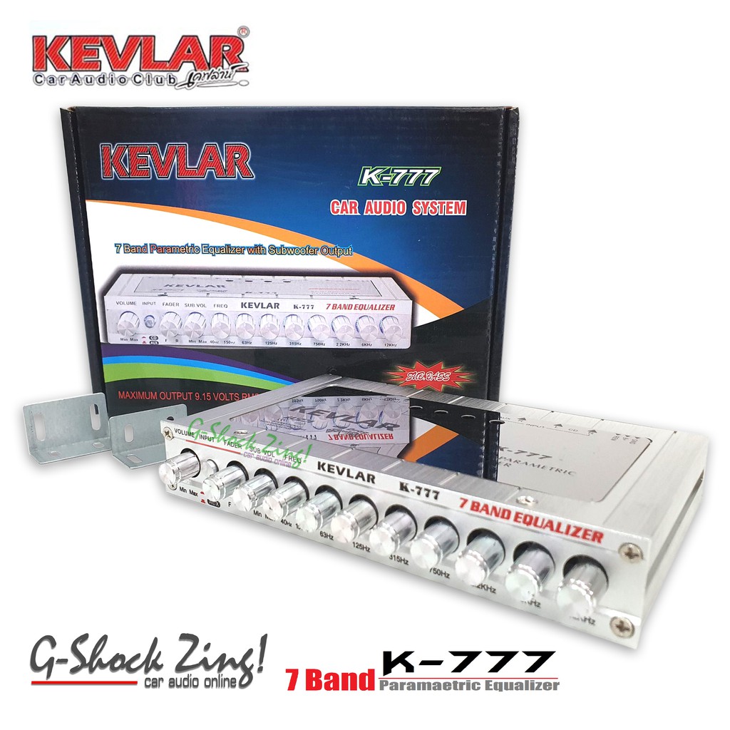 KEVLAR 7 BAND PARAMETRIC EQUALIZER PRE AMP ปรีแอมป์รถยนต์7แบนด์(แยกซับอิสระ) หัวทิฟฟานี่ KEVLAR รุ่น K-777