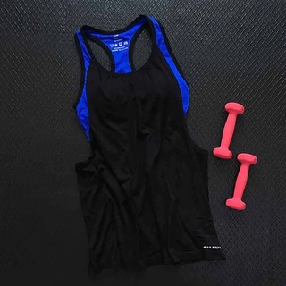 เสื้อโยคะ พิลาทิส ชุด Sport Bra 2 in 1- ดำน้ำเงิน