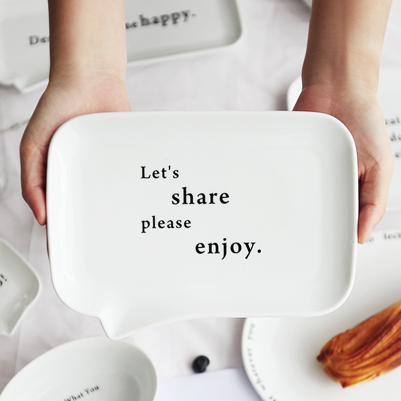 จานเซรามิคสีขาว Cloud Box bubble talk Unique Cute Korean Style | โต๊ะพูดคุย