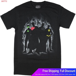 เสื้อคู่ เสื้อทหาร SKTT1 เสื้อยืดลำลอง DC Comics Mens Justice League Shadows T-Shirt Sports T-shirt