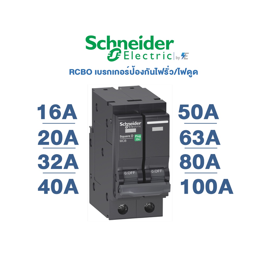 Schneider Main Breaker เมน เบรกเกอร์ 16A, 20A, 32A, 40A, 50A, 63, 80A