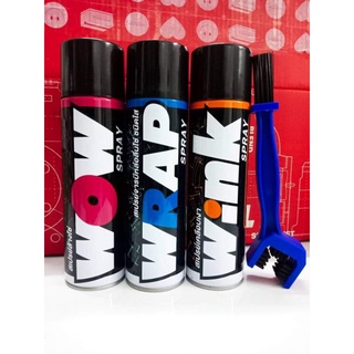 LUBE71 ชุด 4 ชิ้น ล้างโซ่ หล่อลื่นโซ่ เคลือบสีเงา WOW + WRAP + WINK + แปรงขัดโซ่