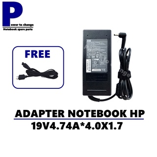 ADAPTER NOTEBOOK HP 19V4.74A*4.8X1.7 BULLET  / สายชาร์จโน๊ตบุ๊คเอชพี + แถมสายไฟ