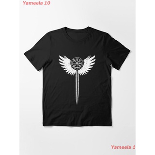 เสื้อยืดผ้าฝ้ายพิมพ์ลายขายดีValkyrie Wings And Vegvisir Essential T-Shirt เสื้อยืดพิมลาย เสื้อยืดผู้หญิง เสื้อยืดผู้ชาย