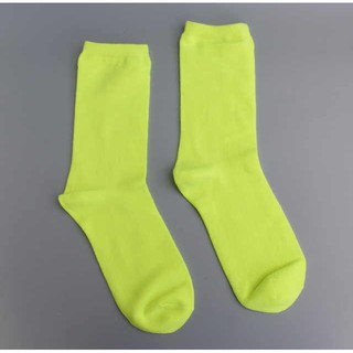 FUN.SOCKS - ถุงเท้าข้อกลางสีนีออน แพ็ค 10 คู่ แฟชั่นฮิปฮอป คุ้มที่สุด