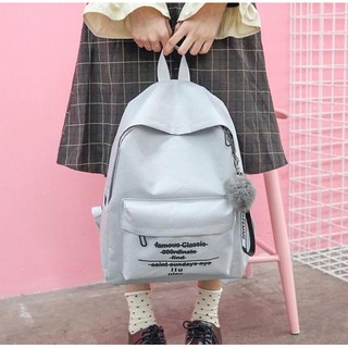 #A01077 กระเป๋าเป้สะพายหลัง ปอมๆ ผ้าดี มีช่องใส่ของ