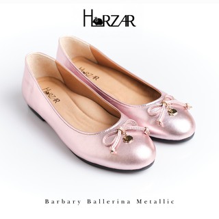 ส่งฟรี!! Horzar รองเท้าหนังแกะ ส้นแบน ทรงบัลเล่ต์ รุ่น Barbary Ballerina สี Aurora Pink