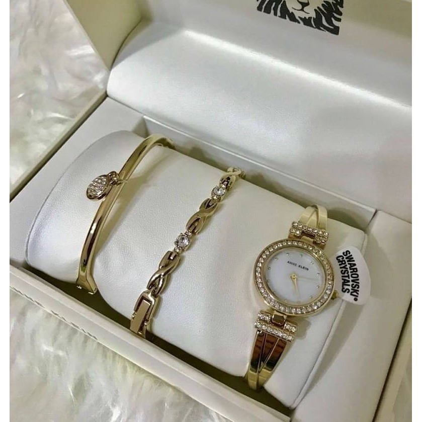 พร้อมส่ง นาฬิกาข้อมือผู้หญิง Anne Klein นาฬิกาประดับด้วยคริสตัล Swarovski มาพร้อมสร้อยข้อมือ+กำไล