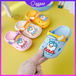 Oeggeo shop รองเท้าแตะ กันน้ํา กันลื่น ลายการ์ตูน สําหรับเด็กเดินกลางแจ้ง