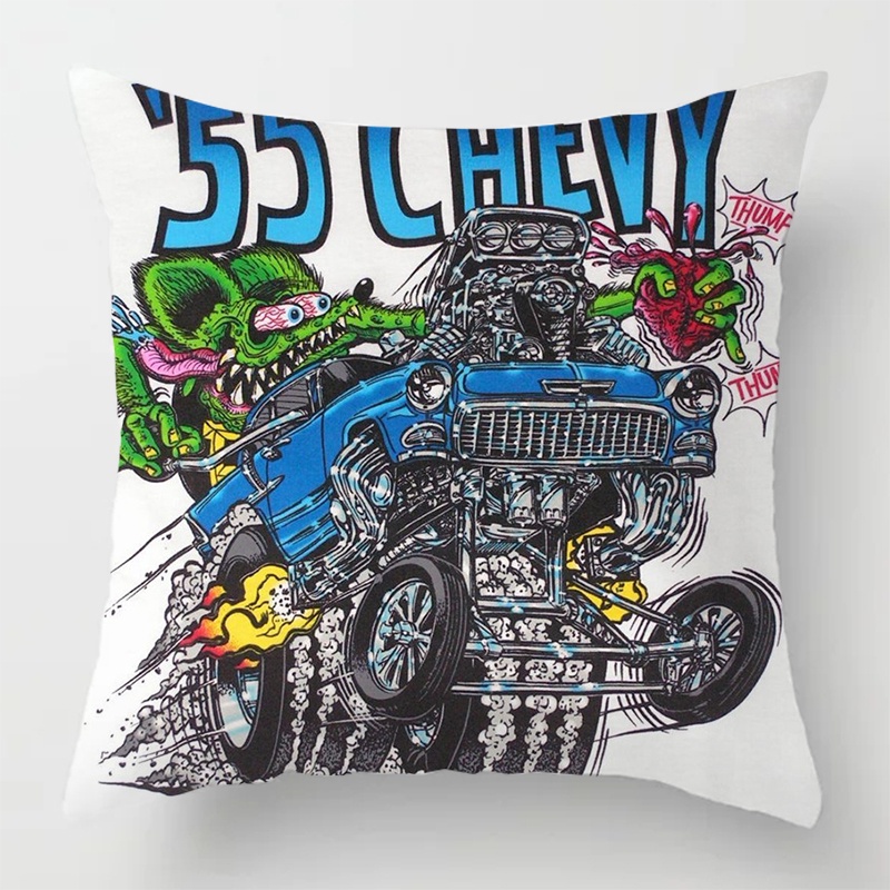 ปลอกหมอนพิมพ์ลายการ์ตูน Tales Of The Rat Fink แบบนุ่มสําหรับตกแต่งบ้าน 45X45