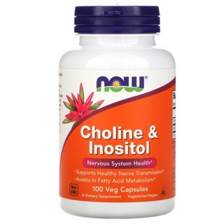 สารสื่อประสาท บำรุงสมอง Now Foods, Choline &amp; Inositol, 500 mg, 100 Capsules