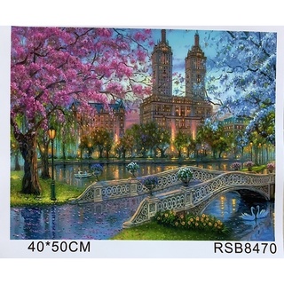 (สีหลอด) DIY Paint by numbers ชุดภาพระบายสีตามตัวเลข RSB8470 Central Park ไม่มีเฟรม