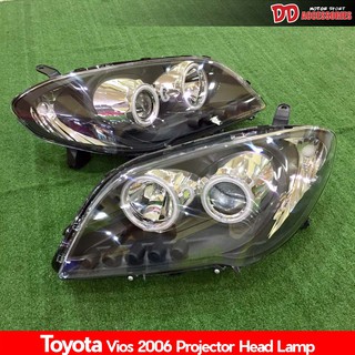 ไฟหน้า Vios 2006 โคมดำ ไฟวงแหวน + ไฟหรี่ล่าง LED งานไตหวัน (รุ่นสปอร์ตไลท์กลม)