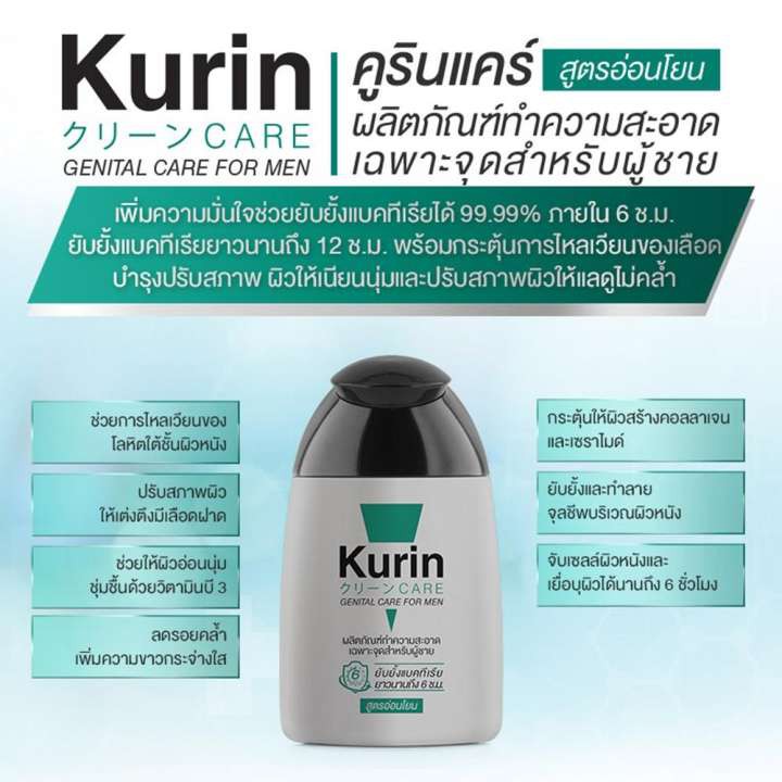 Kurin Care เขียว เจลทำความสะอาดจุดซ่อนเร้นชาย สบู่ล้างน้องชาย  ทำความสะอาดน้องชาย สูตรอ่อนโยน (90 Ml.) จำนวน 1 กระปุก - Work.Evecosmetics  - Thaipick