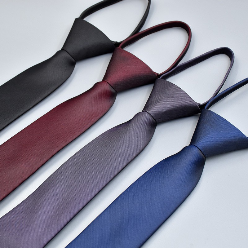 6 ซม.คุณภาพสูงผู้ชาย Tie เกาหลีซิป Lazy Man สีบริสุทธิ์หลายสี