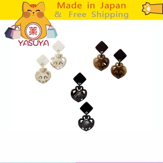 【More Buy , More Discount 】[Ship directly from Japan]  Buffalo heart motif design earrings【 Beige earrings[ส่งจากญี่ปุ่น] ต่างหูแหวนแฟชั่นสไตล์ญี่ปุ่น