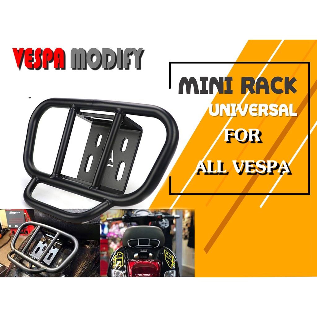 ตะแกรงหลัง แร็คหลัง เวสป้า Vespa ดำ Sprint Primavera GTS แต่งเวสป้า อะไหล่ เวสป้า Rear Rack Saddle Bag ของแต่ง