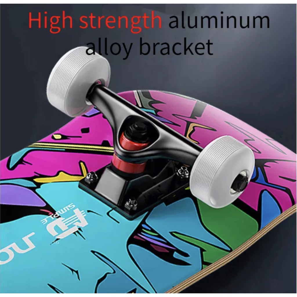 สเก็ตบอร์ด Skateboard skateboards สำหรับผู้ใหญ่และเด็กโต ล้อยาง PU 52 MM เเถมกระเป๋า (รุ่นAD) 1 - รูปที่ 4