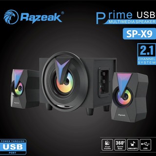 ลำโพง Razeak SP-X9 ไฟ 7 สี เสียงดี เสียบเมม แฟลตไดร์ มีบลูทูธ ในตัว USB Speaker Bluetooth เบสแน่น.