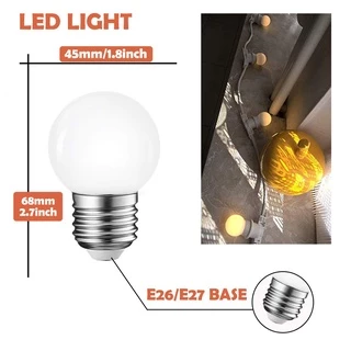 หลอดไฟ LED E27 1W 2W 3W G45 PC พลาสติก 220V สีขาวอบอุ่น ประหยัดพลังงาน 6 แพ็ค