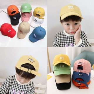 ☆พร้อมส่ง☆ หมวกเด็ก 6เดือน - 3ปี รอบศีรษะประมาณ 50 - 51 cm. หมวกแก๊ป (Cap)  ปักอักษรอักษร m&amp;m