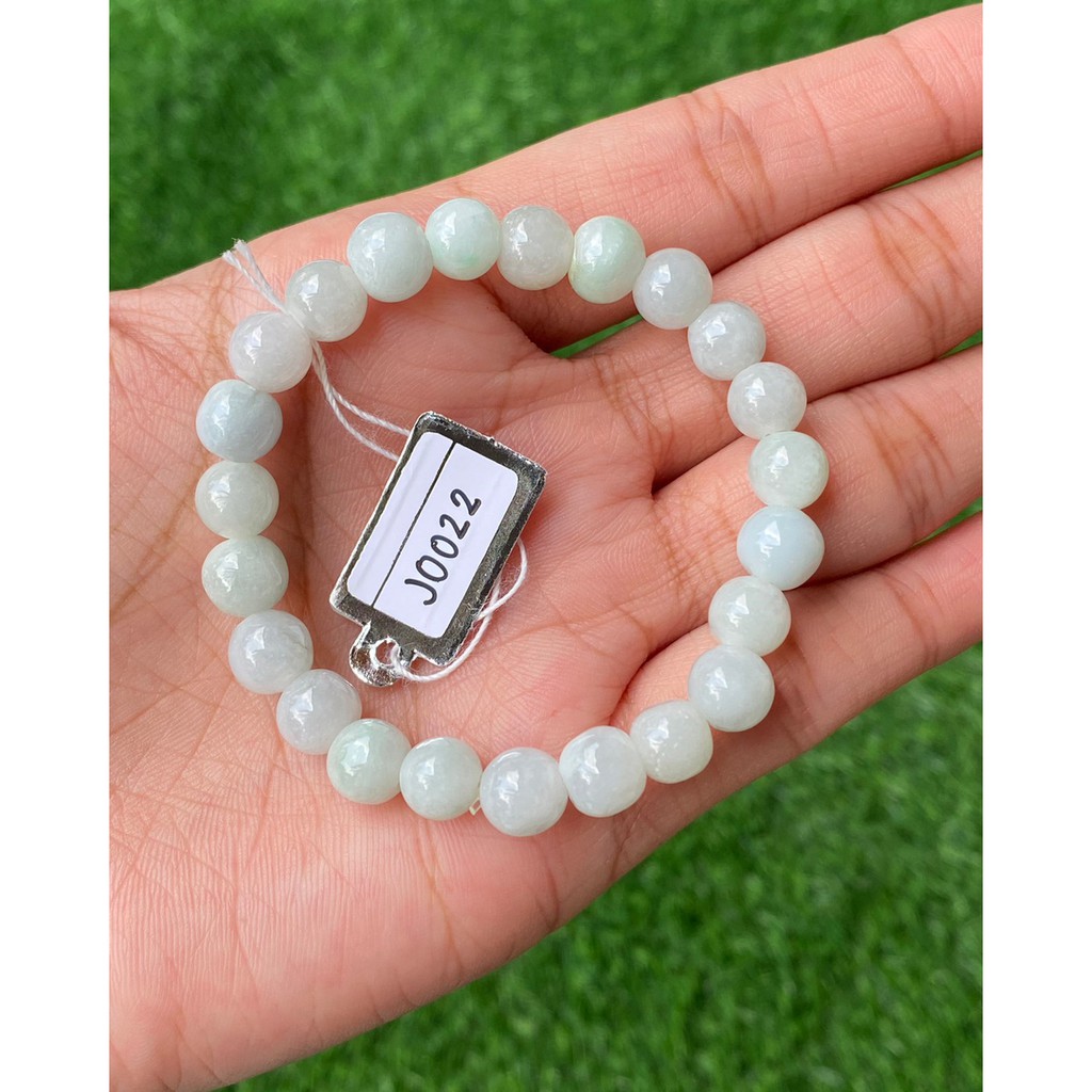 J0022 หยก พม่า แท้ Jade กำไล ประคำหยก (Jadeite Beads Bracelet) พม่า (Myanmar)