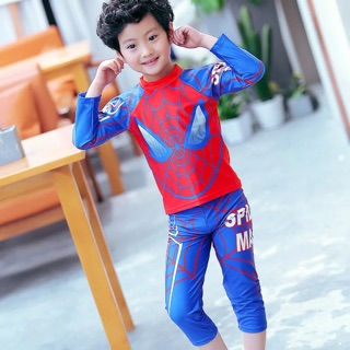 ชุดว่ายน้ำเด็กชาย แขนยาว กันยูวี สไปเดอร์แมน Spiderman 💞 Smile Shop 💞