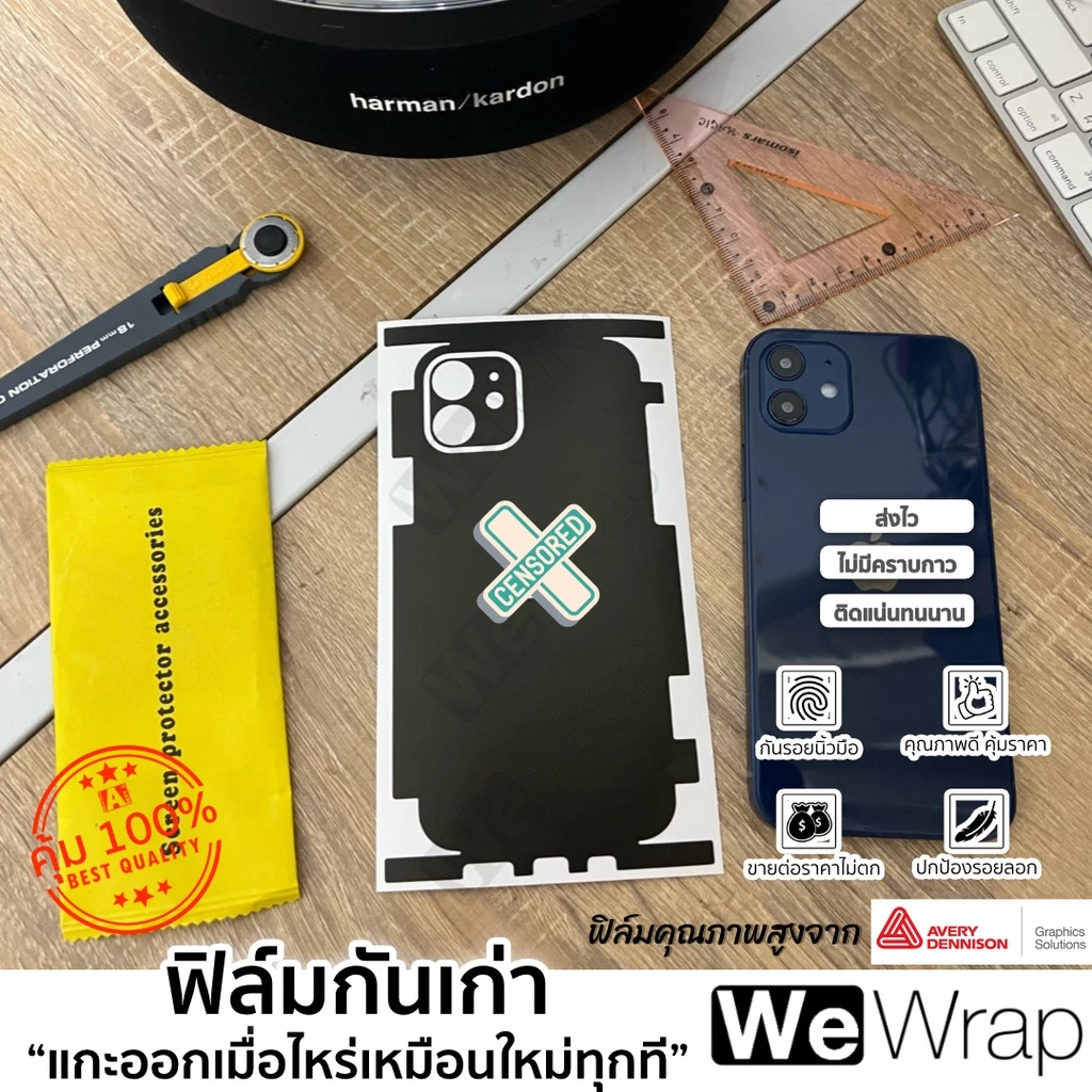 ฟิล์มกันรอยด้านหลัง+ขอบข้าง+บนล่าง กันเคสกัด สีดำ iphone [พร้อมส่งจากกรุงเทพ ]