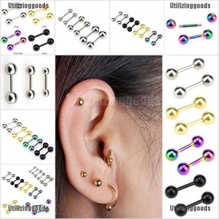 Cod√ โชคดี❄ ต่างหูสตั๊ด สเตนเลส ทรงบาร์เบลล์ กระดูกอ่อน Tragus Helix