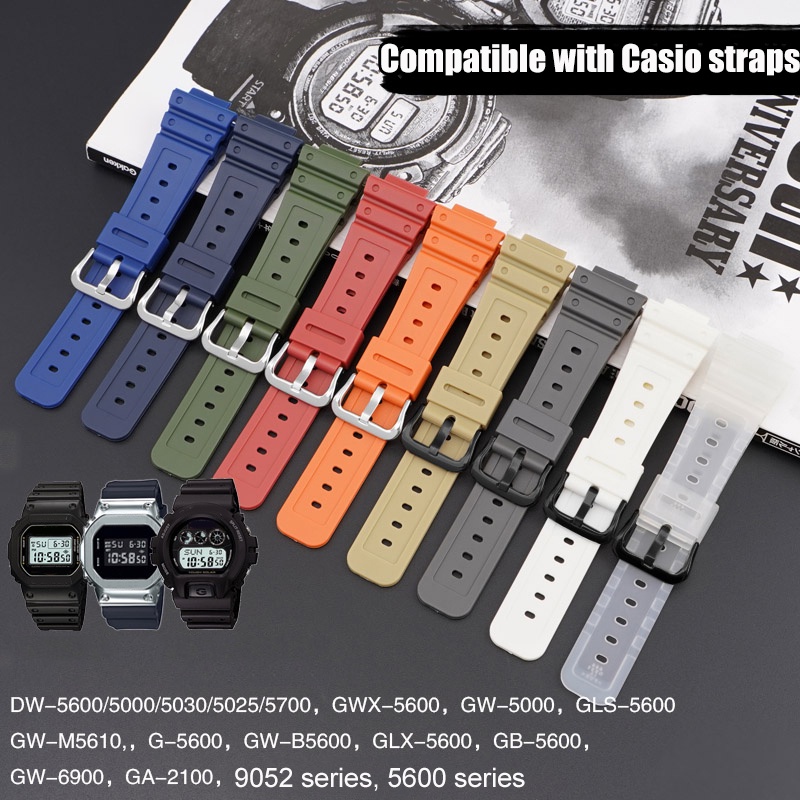 สายนาฬิกาข้อมือ ยางเรซิ่น 16 มม. หลากสี สําหรับ Casio G--Shock DW-6900 5600 GW-M5610 DW-5600E GA-2100