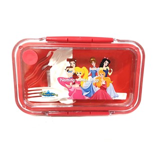 กล่องข้าวลายเจ้าหญิง Disney BPA-Free ทรงเหลี่ยมผืนผ้า เข้าเวฟได้ สีแดง, สีชมพู