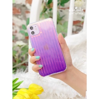 เคสเมทัลลิคลอนม่วง ผิวเป็นลอน กันลื่นได้ดี ขอบนิ่มคลุมขอบเต็ม &gt; พร้อมส่ง สีรุ้ง