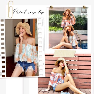 nesttcloset : 𝗽𝗮𝗶𝗻𝘁 𝗰𝗿𝗼𝗽 𝘁𝗼𝗽 (สีส้ม/สีเขียวมิ้น)