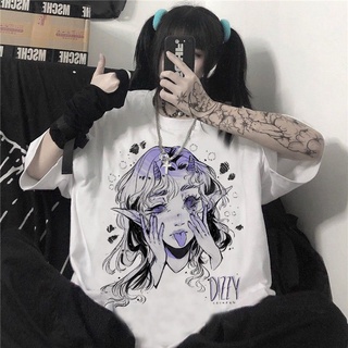 Women Casual Tshirt White Cartoon Funny Girl Printed Streetwear Female Tops Tee Short Sleeve Fashion T Shirt Hip Hop