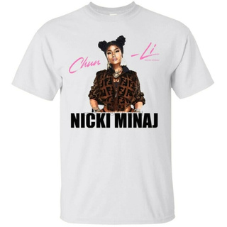 T-shirt เสื้อยืดแขนสั้น คอกลม ผ้าฝ้ายแท้ พิมพ์ลาย Nicki Minaj Chun - Li สีขาว แฟชั่นยอดนิยม สไตล์เรโทร สําหรับผู้ชาย S-5