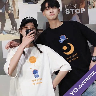 เสื้อยืด Yo.oversize 🌟20011-12 เสื้อยืดโอเวอร์ไซส์ oversize มินิมอล ลายนักบินอวกาศ ดวงจันทร์ 👨‍🚀🚀🌝