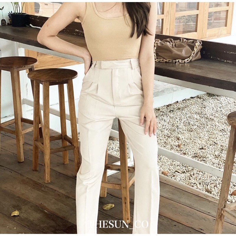 Gina Trousers(ลด30%เก็บโค้ดห้นาแอป) กางเกงขากระบอกเล็กตั้งแต่ S-3XL พรางหุ่น เก็บเอว เก็บสะโพก งานตัด THESUNCO