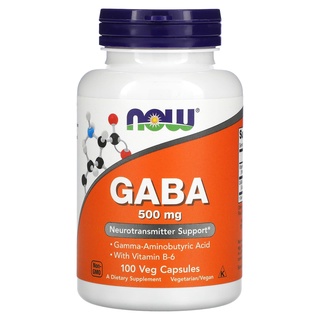 NOW Foods, GABA with Vitamin B-6, 500 mg, 100 Veg Capsules/200 Veg Capsules