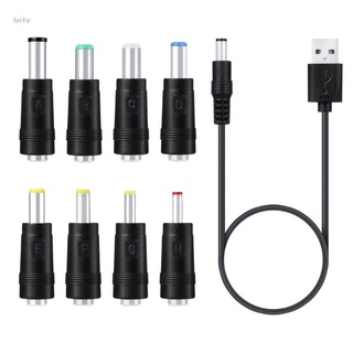 Lucky* 8in1 สายชาร์จ USB 5V เป็น DC 5.5x2.1 มม. 3.5 มม. 4.0 มม. 4.8 มม. 6.4 มม. 5.5x2.5 มม. 6.3 มม. สําหรับพัดลม ลําโพง เราเตอร์ LED