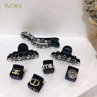 Ivory กิ๊บติดผม รูปกรงเล็บปลาฉลาม ประดับคริสตัล สไตล์วินเทจ สําหรับผู้หญิง