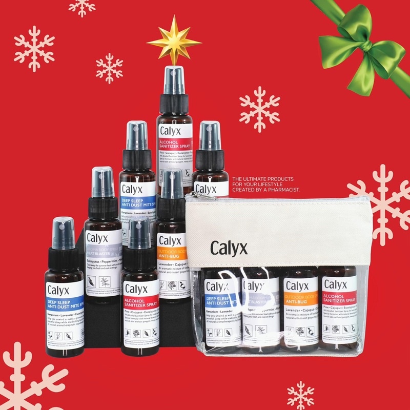 ชุดของขวัญ Calyx สเปรย์แอลกอฮอล์ กําจัดไรฝุ่น สเปรย์เย็น และกันยุง
