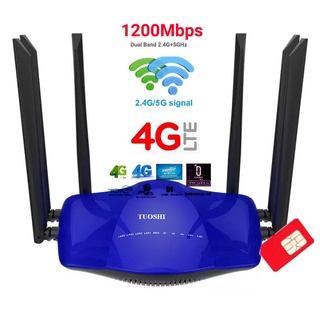 1200Mbps 4G Router Dual Band 2.4G+5G เราเตอร์ 6 เสา ใส่ซิม ปล่อย Wifi รองรับการใช้งาน 3G+4G ทุกเครือข่าย