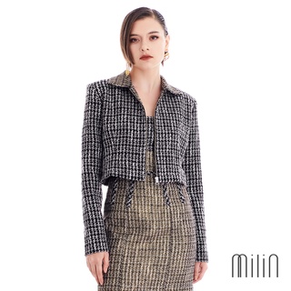 [MILIN] Cypress Jacket Cropped collared tweed  long sleeves jacket เสื้อครอปแจ็คเก็ตผ้าทวีต แขนยาว