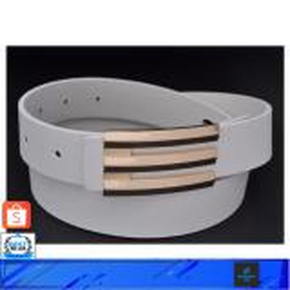 Gentlemen item เข็มขัด เข็มขัดผู้ชาย Mens Belt ดีไซน์ใหม่ E Buckle สีขาว 0458