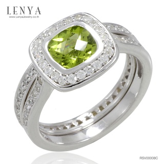 Lenya Jewelry แหวนเงินแท้ ประดับพลอยเพอริดอท และ CZ หรูหรา เพิ่มความมั่นใจ