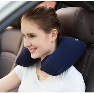 หมอนรองคอเอนกประสงค์ สีกรม  เป่าลม พกพาง่าย TRAVEL PILLOW