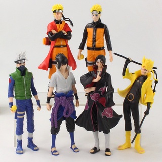 ตุ๊กตาโมเดล Naruto ไม่มีกล่อง ขนาด 18 ซม. 6 ชิ้น/เซ็ต Kakashi Sasuke Action Figure Handmade