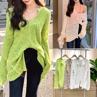 Paradise Official - 3สี Paradise knit top เสื้อนิตแหวกหน้า