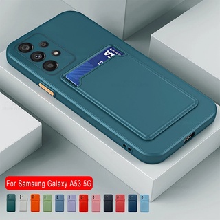 เคสซิลิโคนนิ่ม ทรงสี่เหลี่ยม กันกระแทก พร้อมช่องใส่บัตร สําหรับ Samsung A32 4G Samsung A20 A30 M10s A50 A50s A30s A21s A51 A71 52 A72 A22